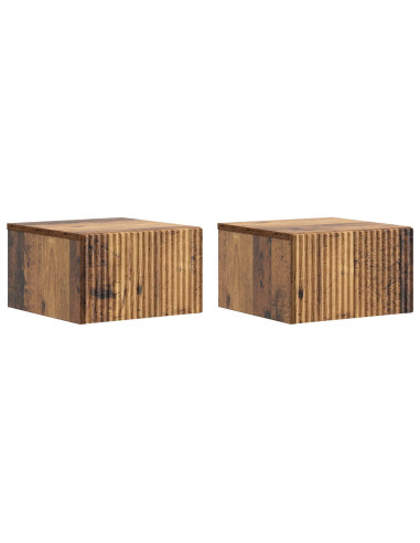 Mobiletto da notte a muro 2 pcs Legno antico 33 x 34,5 x 20 cm