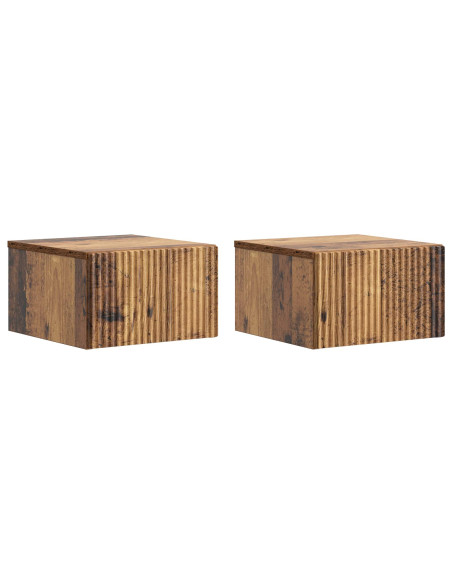 Mobiletto da notte a muro 2 pcs Legno antico 33 x 34,5 x 20 cm