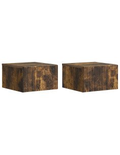 Mobiletto da notte a muro 2 pcs Rovere Fumo 33 x 34,5 x 20 cm