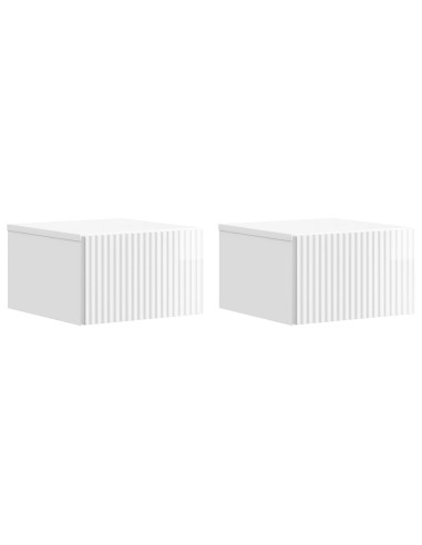 Mobiletto da notte a muro 2 pcs Bianco Lucido 33 x 34,5 x 20 cm