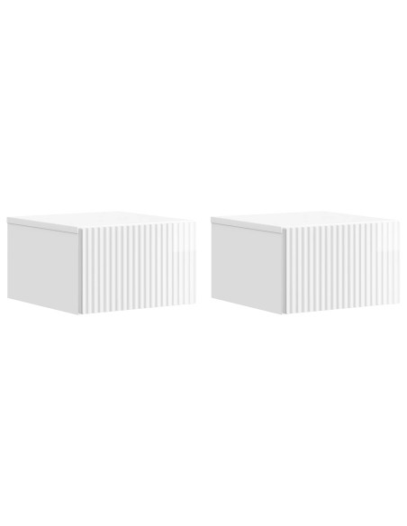Mobiletto da notte a muro 2 pcs Bianco Lucido 33 x 34,5 x 20 cm