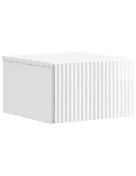 Mobiletto da notte a muro Bianco Lucido 33 x 34,5 x 20 cm