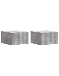 Mobiletto da notte a muro con cassetto 2 pcs Grigio Cemento