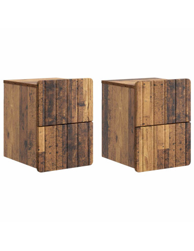 Mobiletto da notte a muro 2 pcs Legno antico 33 x 34,5 x 43 cm