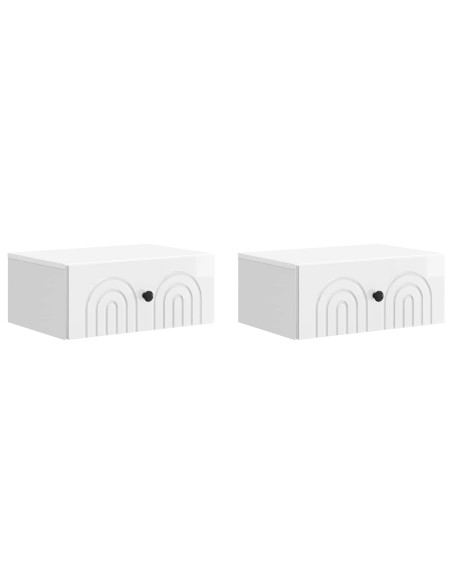 Mobiletto da notte a muro 2 pcs Bianco Lucido 49 x 34,5 x 20 cm