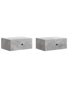 Mobiletto da notte a muro con cassetto 2 pcs Grigio Cemento