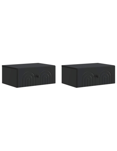 Mobiletto da notte a muro 2 pcs Nero 49 x 34,5 x 20 cm