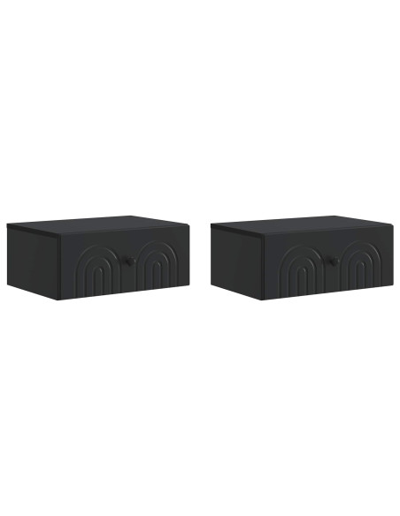 Mobiletto da notte a muro 2 pcs Nero 49 x 34,5 x 20 cm
