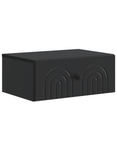 Mobiletto da notte a muro con cassetto Nero 49 x 34,5 x 20 cm