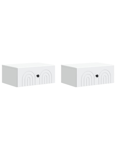 Mobiletto da notte a muro 2 pcs Bianco 49 x 34,5 x 20 cm