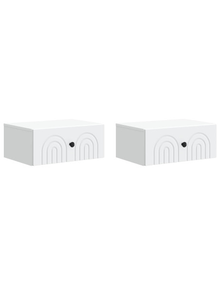 Mobiletto da notte a muro 2 pcs Bianco 49 x 34,5 x 20 cm
