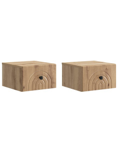 Mobiletto da notte a muro con cassetto 2 pcs Rovere Artigianale