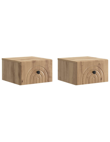 Mobiletto da notte a muro con cassetto 2 pcs Rovere Artigianale