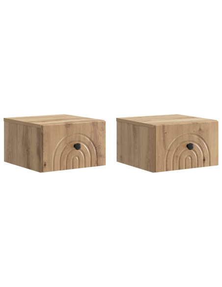 Mobiletto da notte a muro con cassetto 2 pcs Rovere Artigianale