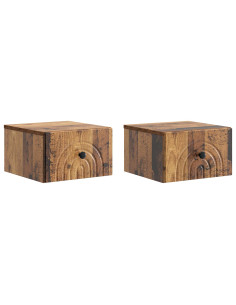 Mobiletto da notte a muro 2 pcs Legno antico 33 x 34,5 x 20 cm