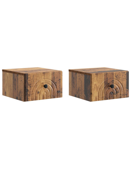 Mobiletto da notte a muro 2 pcs Legno antico 33 x 34,5 x 20 cm