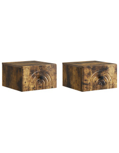 Mobiletto da notte a muro 2 pcs Rovere Fumo 33 x 34,5 x 20 cm