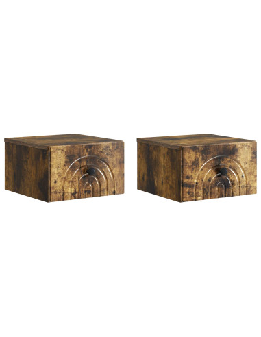 Mobiletto da notte a muro 2 pcs Rovere Fumo 33 x 34,5 x 20 cm