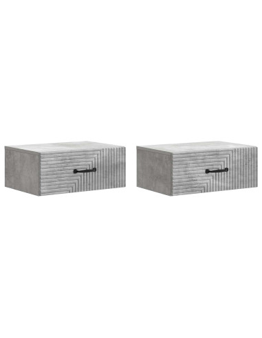 Mobiletto da notte a muro con cassetto 2 pcs Grigio Cemento