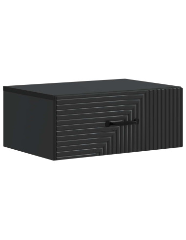 Mobiletto da notte a muro con cassetto Nero 49 x 34,5 x 20 cm