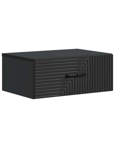 Mobiletto da notte a muro con cassetto Nero 49 x 34,5 x 20 cm