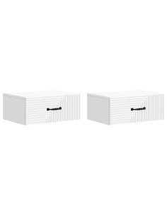 Mobiletto da notte a muro 2 pcs Bianco 49 x 34,5 x 20 cm