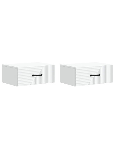 Mobiletto da notte a muro 2 pcs Bianco 49 x 34,5 x 20 cm