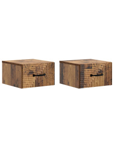 Mobiletto da notte a muro 2 pcs Legno antico 34,5 x 33 x 20 cm