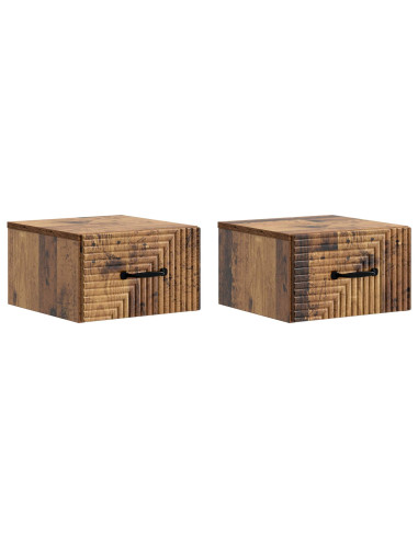 Mobiletto da notte a muro 2 pcs Legno antico 34,5 x 33 x 20 cm