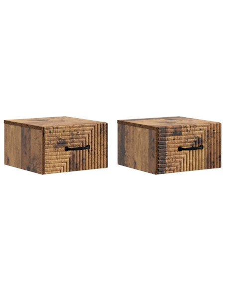 Mobiletto da notte a muro 2 pcs Legno antico 34,5 x 33 x 20 cm