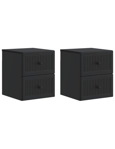 Mobiletto da notte a muro 2 pcs Nero 33 x 34,5 x 40 cm