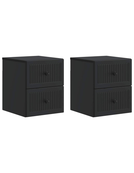 Mobiletto da notte a muro 2 pcs Nero 33 x 34,5 x 40 cm