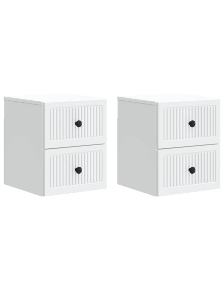 Mobiletto da notte a muro 2 pcs Bianco 33 x 34,5 x 40 cm
