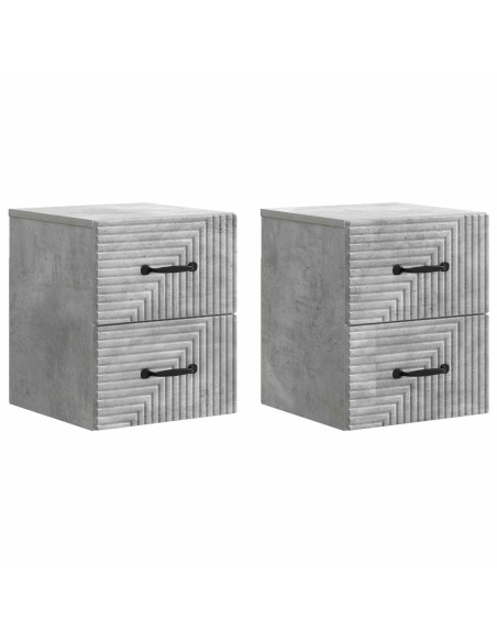 Mobiletto da notte a muro con cassetto 2 pcs Grigio Cemento