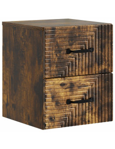 Mobiletto da notte a muro Rovere Fumo 34,5 x 33 x 40 cm