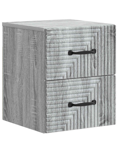 Mobiletto da notte a muro Grigio Sonoma 34,5 x 33 x 40 cm
