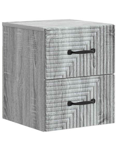 Mobiletto da notte a muro Grigio Sonoma 34,5 x 33 x 40 cm
