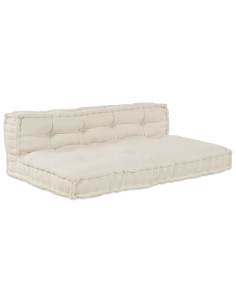 Divano modulare 2 pcs Crema 120 x 80 x 38 cm Tessuto