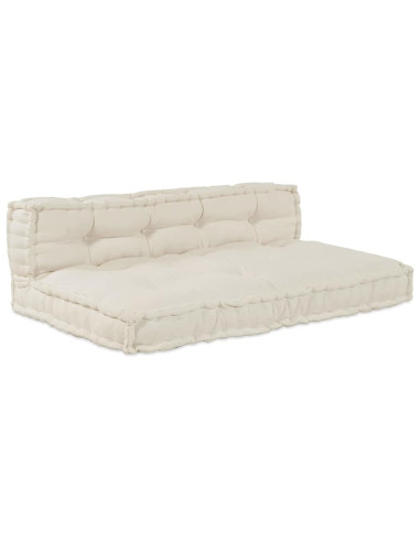 Divano modulare 2 pcs Crema 120 x 80 x 38 cm Tessuto