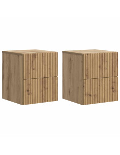 Mobiletto da notte a muro con cassetto 2 pcs Rovere Artigianale
