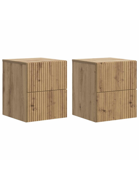 Mobiletto da notte a muro con cassetto 2 pcs Rovere Artigianale