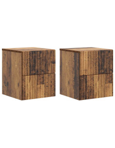 Mobiletto da notte a muro 2 pcs Legno antico 33 x 34,5 x 40 cm