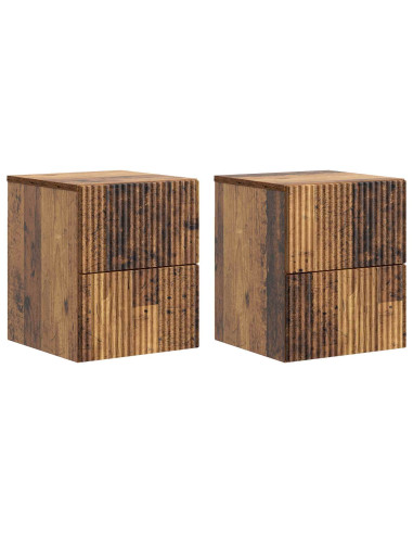 Mobiletto da notte a muro 2 pcs Legno antico 33 x 34,5 x 40 cm