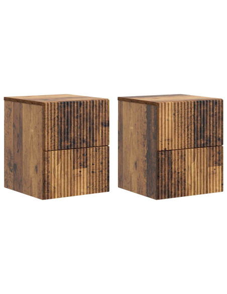 Mobiletto da notte a muro 2 pcs Legno antico 33 x 34,5 x 40 cm
