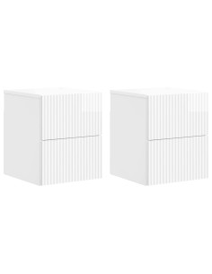 Mobiletto da notte a muro 2 pcs Bianco Lucido 33 x 34,5 x 40 cm