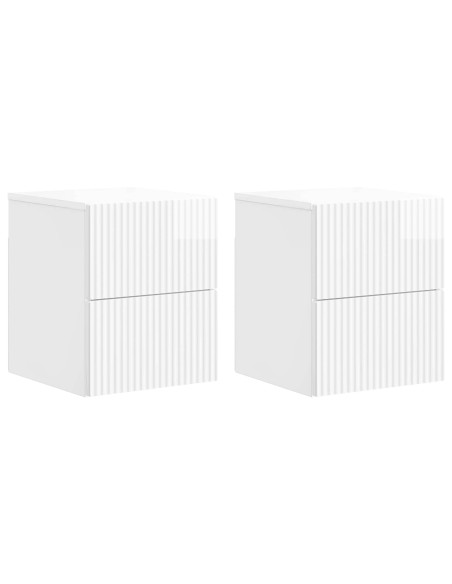 Mobiletto da notte a muro 2 pcs Bianco Lucido 33 x 34,5 x 40 cm