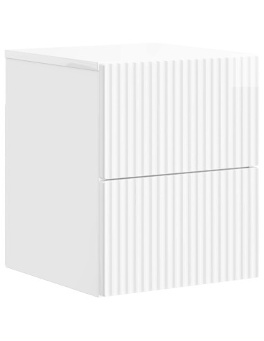Mobiletto da notte a muro Bianco Lucido 33 x 34,5 x 40 cm