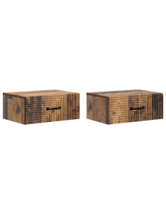 Mobiletto da notte a muro 2 pcs Legno antico 49 x 34,5 x 20 cm