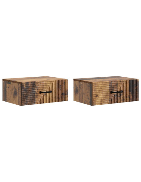Mobiletto da notte a muro 2 pcs Legno antico 49 x 34,5 x 20 cm