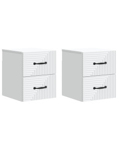 Mobiletto da notte a muro 2 pcs Bianco 34,5 x 33 x 40 cm